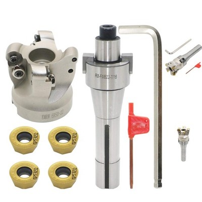 Durable 1.96 Inch Face Mill Cutter Holder with Shock-Resistant Carbide Inserts