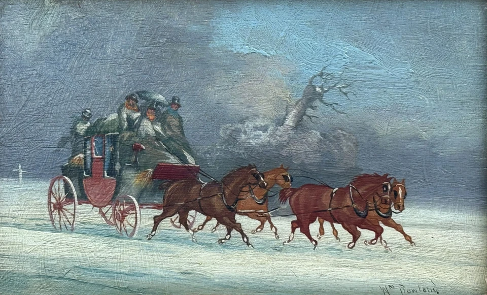 William Rowland (Reino Unido), Antiguo Juego de 3 Aceites "Stagecoach", Firmado/Enmarcado Foto 3 de 4