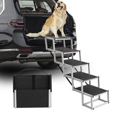 Dog Stairs for Large Dogs - 5 Step Wide 16in High 34in Foldable Dog Ramp for ...