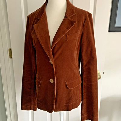 Buffalo Jeans Russet Brown Corduroy Blazer Elbow Patches Jacket Women M Academia