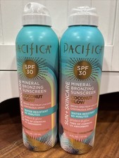 2 Pacifica Mineral Bronzing Sunscreen Spray SPF 30 Coconut Glow, 6oz