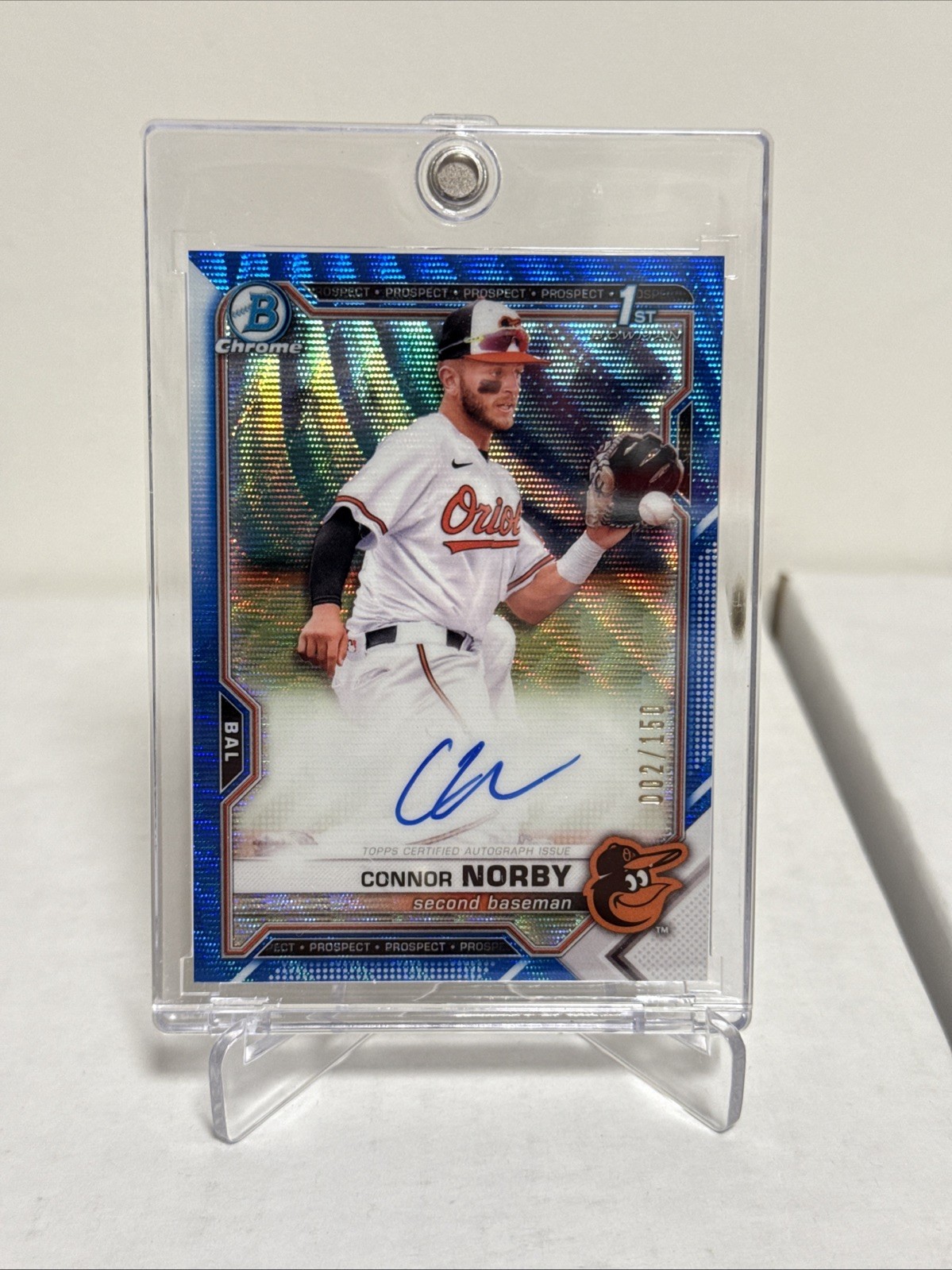 2021 Bowman Draft Chrome Pick Blue Wave Refractor /150 Connor Norby #CDA-CN Auto