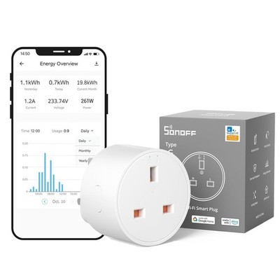Sonoff WiFi Smart Plug Steckdose Mini Smart Steckdose Energie Stromüberwachung Neu