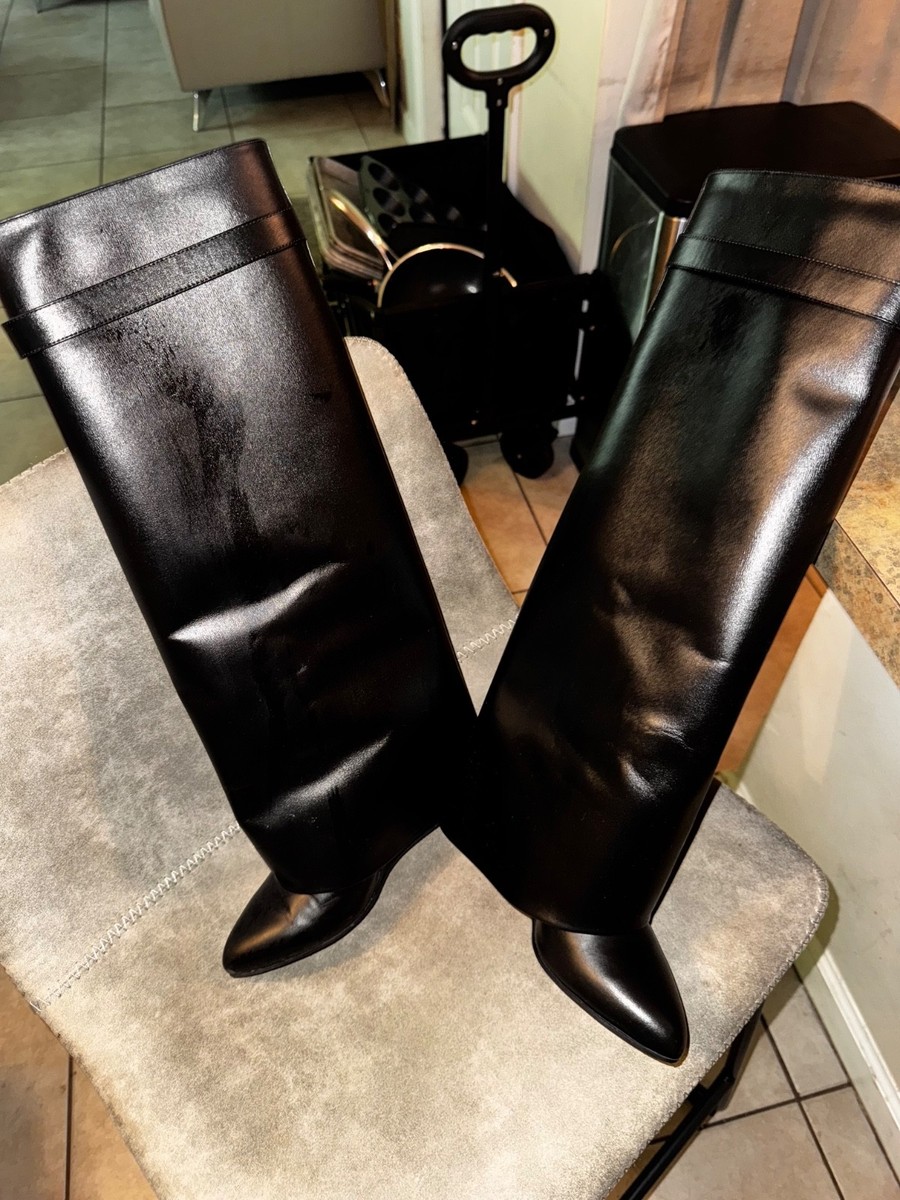 Givenchy Women's Black Shark Lock Wide fit Pant Boots Size