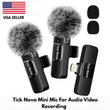 Wireless Lavalier Microphone Mini Clip Mic For iPhone-Android Laptop Live Video