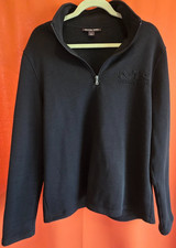 Michael Kors Men's Large Soft Long-Sleeve Black Pullover 1/4 Zip Logo Jacket