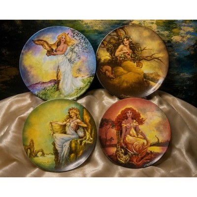Georgia Lambert Four Ancient Elements Collector Plate Set Knowles China 1984-85