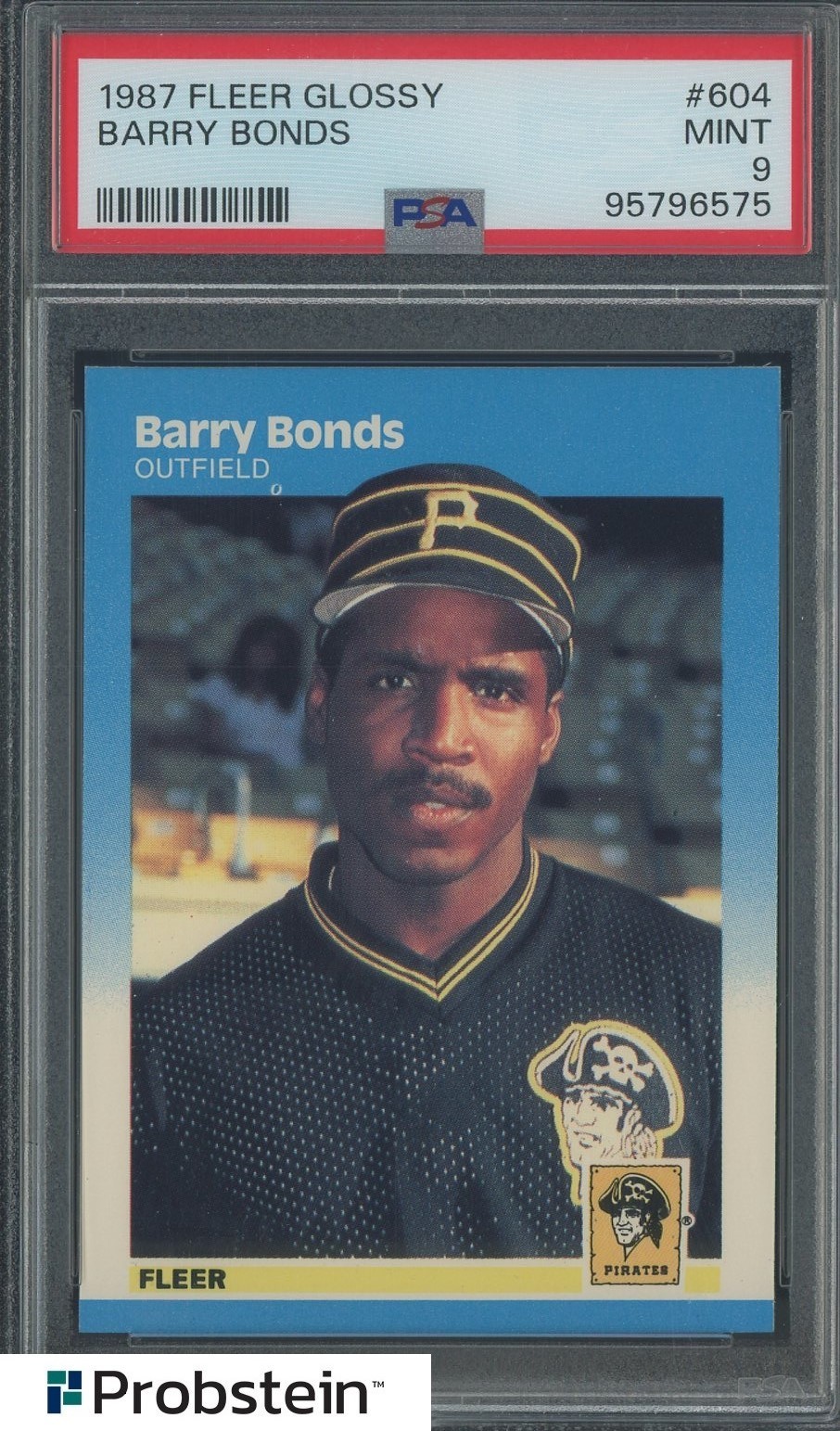 1987 Fleer Glossy #604 Barry Bonds Pittsburgh Pirates RC Rookie PSA 9 MINT view 1