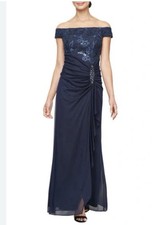 NWT Alex Ravings Sequin Embellished Navy Gown 4