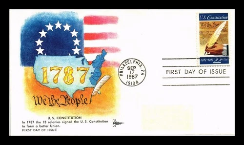 US COVER SIGNING OF CONSTITUTION BICENTENNIAL FDC GILL CRAFT CACHET