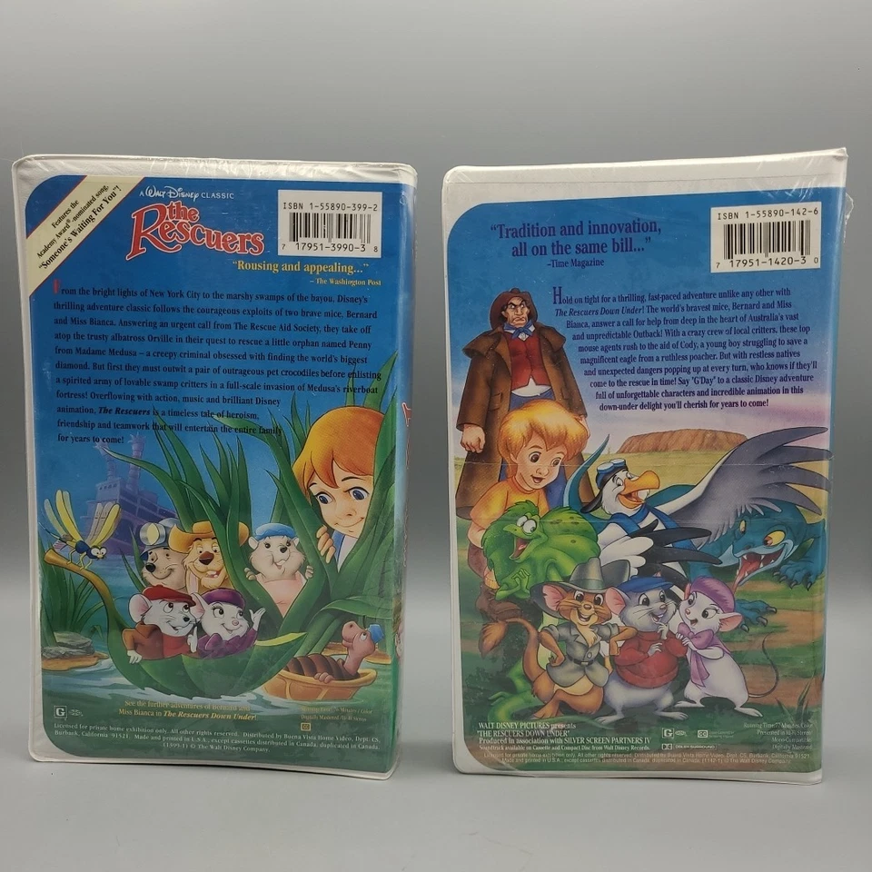 New Walt Disney Classic Black Diamond VHS Clamshell The Rescuers & Down Under - Image 3 of 4