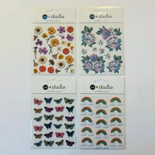 P.S. Studio Stickers FLOWERS RAINBOWS BUTTERFLIES 4pk  with 76 pcs NEW!