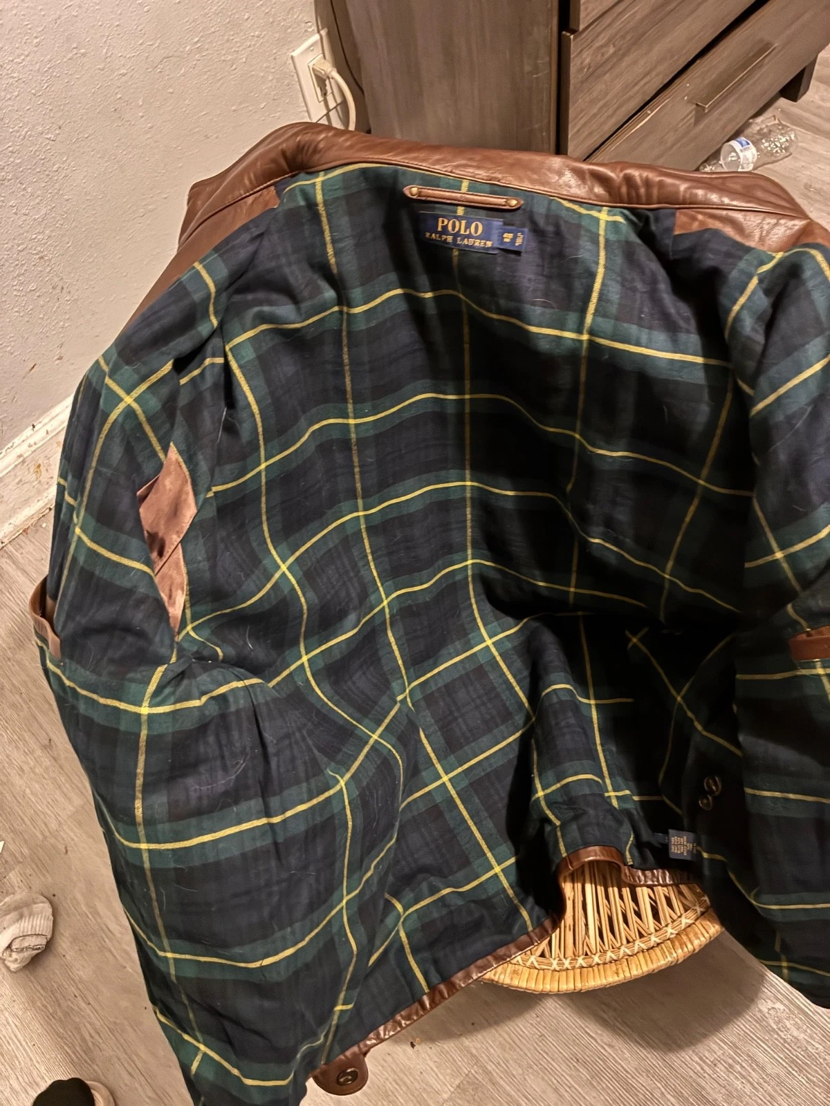 Vintage Polo Ralph Lauren Brown Leather Harrington Jacket - Big & Tall 4XB (4XL) - product detail image 2