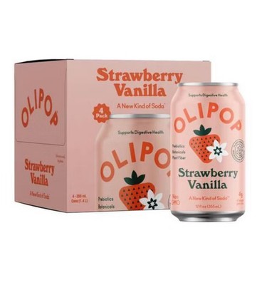   New OLIPOP Prebiotic Digestive Botanical STRAWBERRY VANILLA Soda (1 Case)