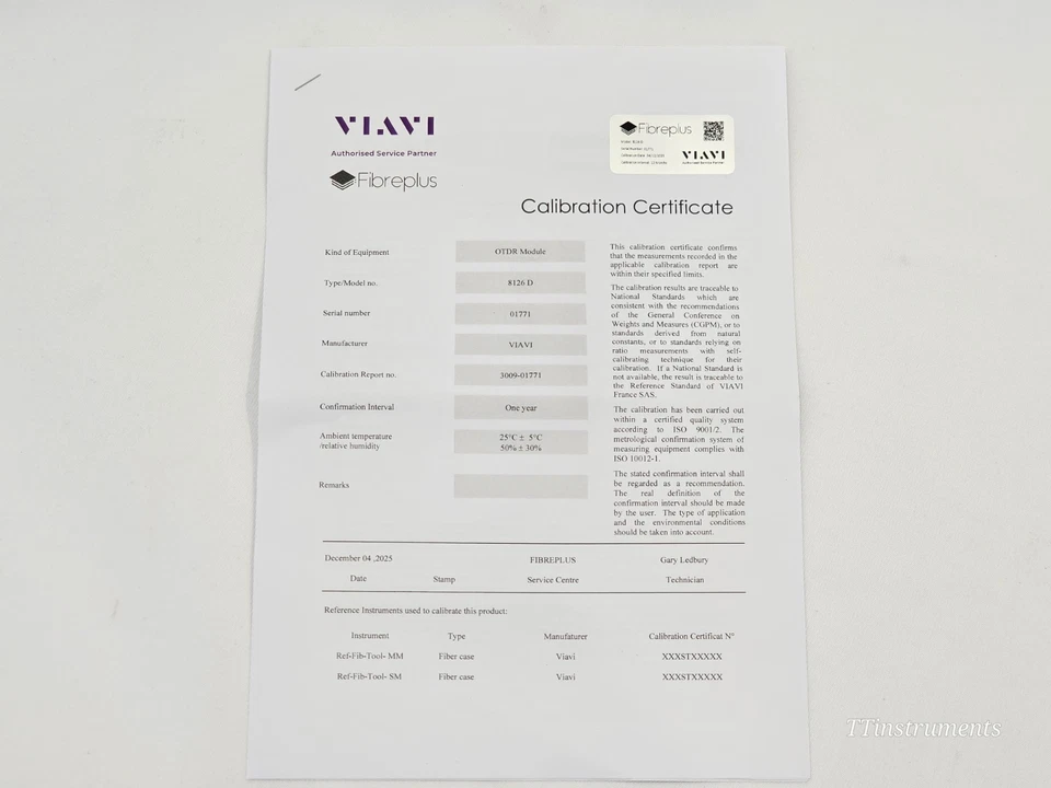 Calibrated Viavi JDSU MTS 6000A V2 + 8126D SM OTDR 1310/1550 nm 50/50 dB High Po - Image 2 of 4