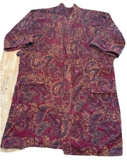 Vintage TJ Lawford Turkish Towel Robe 100% Cotton Pockets Short Sleeve Size L