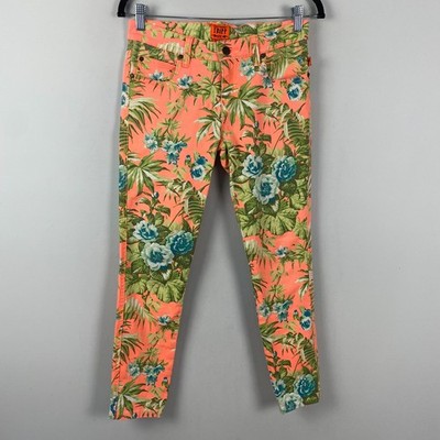 Tripp NYC Daang Goodman Peach Floral Skinny Pants Size 3 / 26 Low Rise