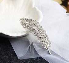 Silver Rhinestone Feather Crystal Hair Clip Hair Accessories