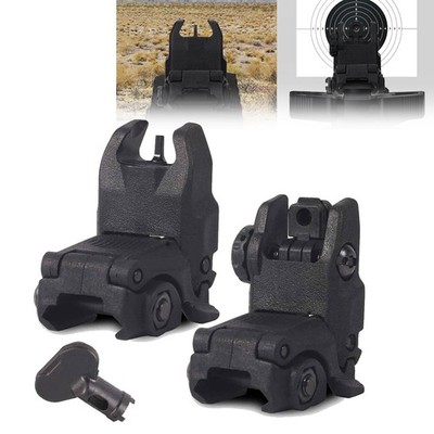 NEW Gen II Flip-Up Sights Floding Front Rear Black Polymer Picatinny Rail Mount
