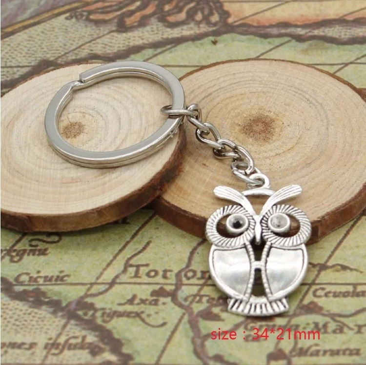 Gufo Argento Portachiavi Ciondolo Argento IN Metallo - Immagine 2 di 2