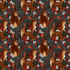 Free Spirit - Garden Bed - Rabbits - Turquoise, Fabric BTY