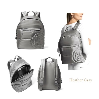 Michael Kors Rae Medium Quilted Nylon Heather Grey Backpack  display picture 1