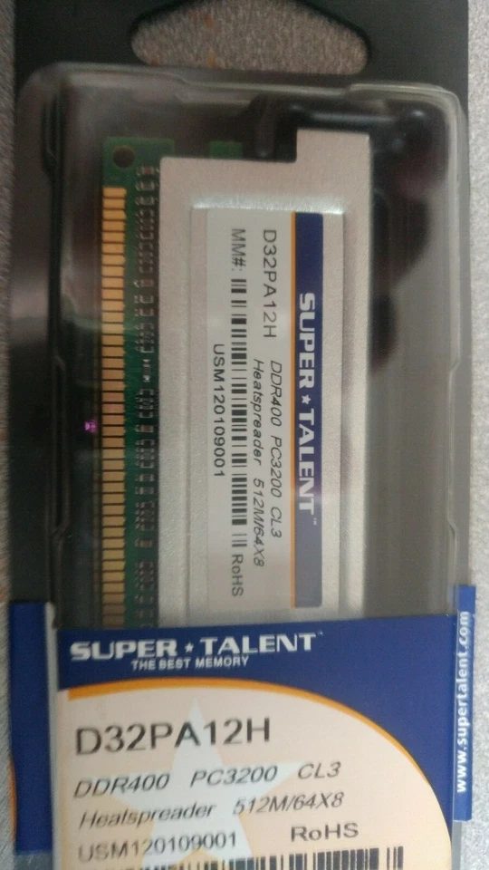 Super Talent D32PA12H memory DDR400 PC3200 CL3 Heatspreader 512m/64x8 USM1201090 - Image 3 of 3