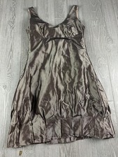 Fely Campo Cocktail Shiny Brown Dress Size 42 Womens Lined Zipper