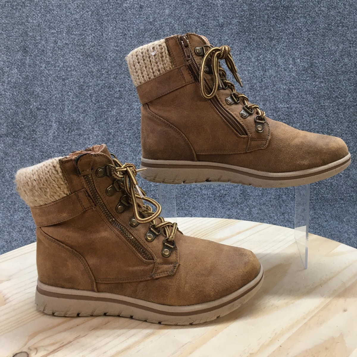 Cliffs by White Mountain Boots Womens M Hearty Ankle Bootie Brown Faux  Leather