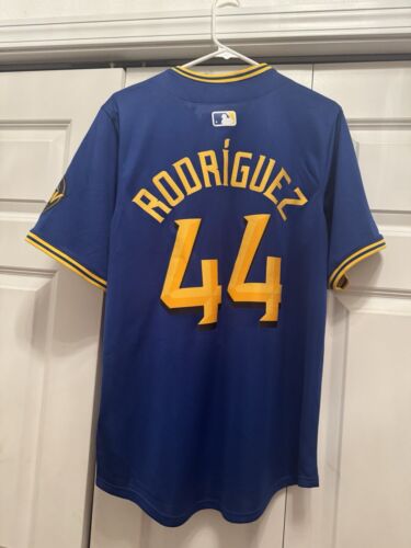 Nike My Oh My MLB Seattle Mariners Blue Yellow Jersey Medium Rodriguez 44 NWT - Picture 4 of 7