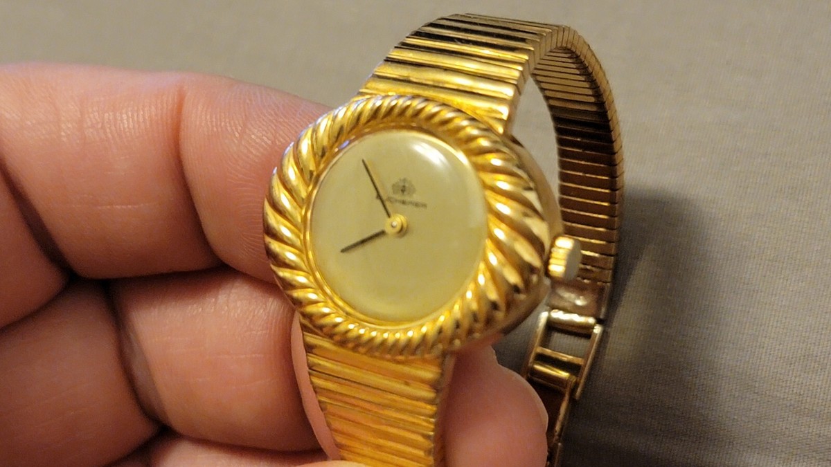 swiss made, manual wind, gold, Bucherer ladies tim Rare Vintage Bucherer Gold Plated Swiss Made Manual Wind  main image 4
