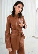 Fashionable Women's Trench Coat Stylish Mango Tan Halloween Sheepskin Leather