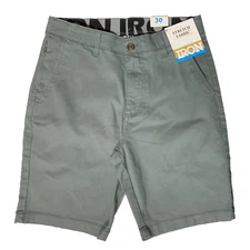 IRON CO. Men's Stretch Fabric Flex Waist Flat Front Shorts Dusty Sage All Size