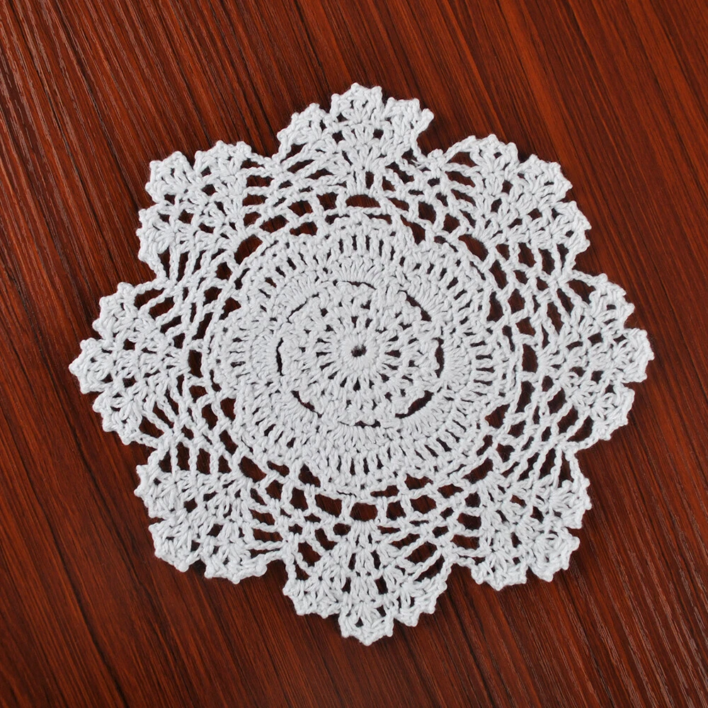 4Pcs White Vintage Cotton Handmade Crochet Lace Doily Doilies