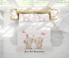 3D Elephant Love Cartoon Quilt Cover Set Duvet Cover Bedding Pillowcases