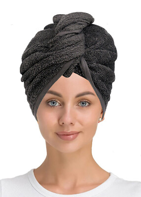 Hair Drying Turban Towel 100% Cotton Twist Wrap Quick Dry Head Bath Cap Hat Band | UK