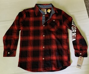Novo com etiquetas Meninos Levis 10-12 Flanela Preto Vermelho Médio Manga Longa Camisa de Botões Novo! | eBay