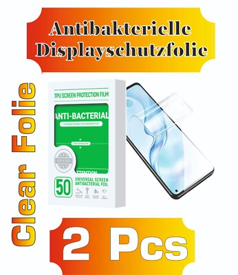 2X Schutz Folie Hydrogel Displayschutzfolie Klar Antibakteriel Protective Film