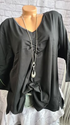 Sheego Bluse Shirt Tunika Schwarz 3/4 Ärmel bis 52/54 Damen (5 311