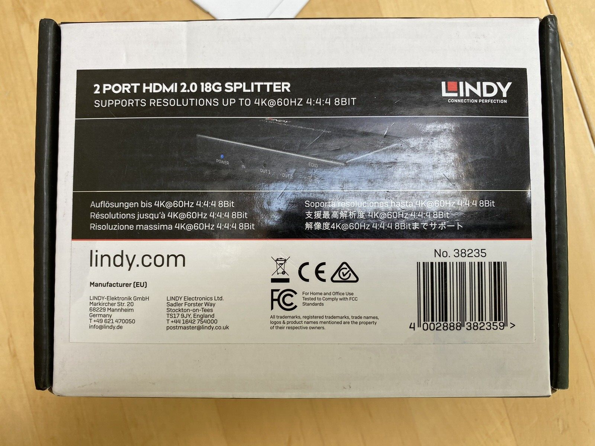 Lindy Compact 2 port HDMI 18G splitter - répartiteur vidéo/audio - 2 Lindy Compact 2 port HDMI 18G splitter - répartiteur vidéo/audio - 2