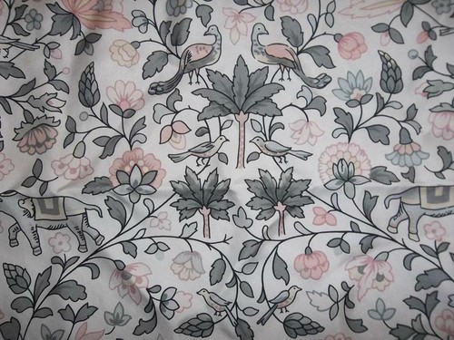 Liberty London silk scarf peacocks, elephants, flowers print - Picture 4 of 5