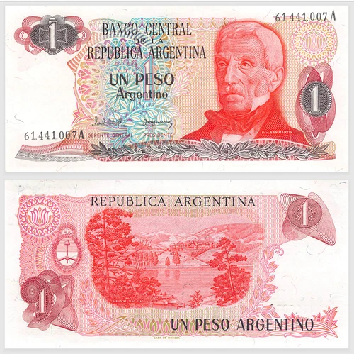 1983 - 1985 Argentina 1 Un Peso Banknote P-311 UNC