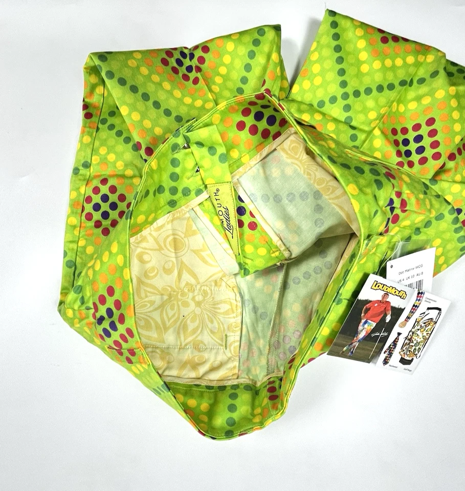 Calça cropped Loudmouth Golf feminina 4 pontos matriz verde multicolorida elástica NOVA - Imagem 2 de 4