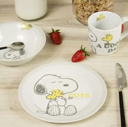 Peanuts Frühstücks-set Snoopy Cute + Cuddly Tasse Teller Schüssel