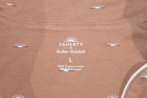 Roller Rabbit Faherty Pajama Shirt Top Women's Large Sunrise Print Orange - Picture 3 of 6