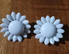 Vintage Milk Glass Flower Clip On Earrings Signed WESTERN GERMANY