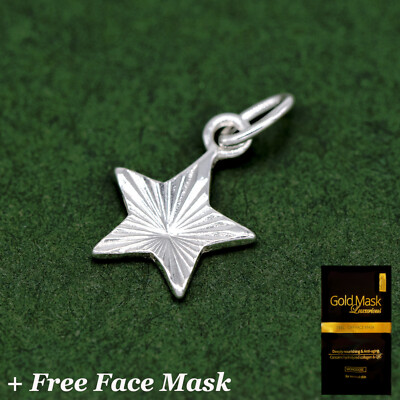 Echt 925 Sterling Silber 9mm Diamantschliff geriffelter Stern Anhänger - Gesichtsmaske