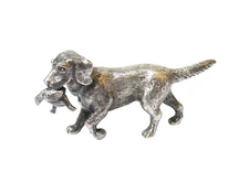 Vintage Miniature Sterling Silver Retriever Dog England