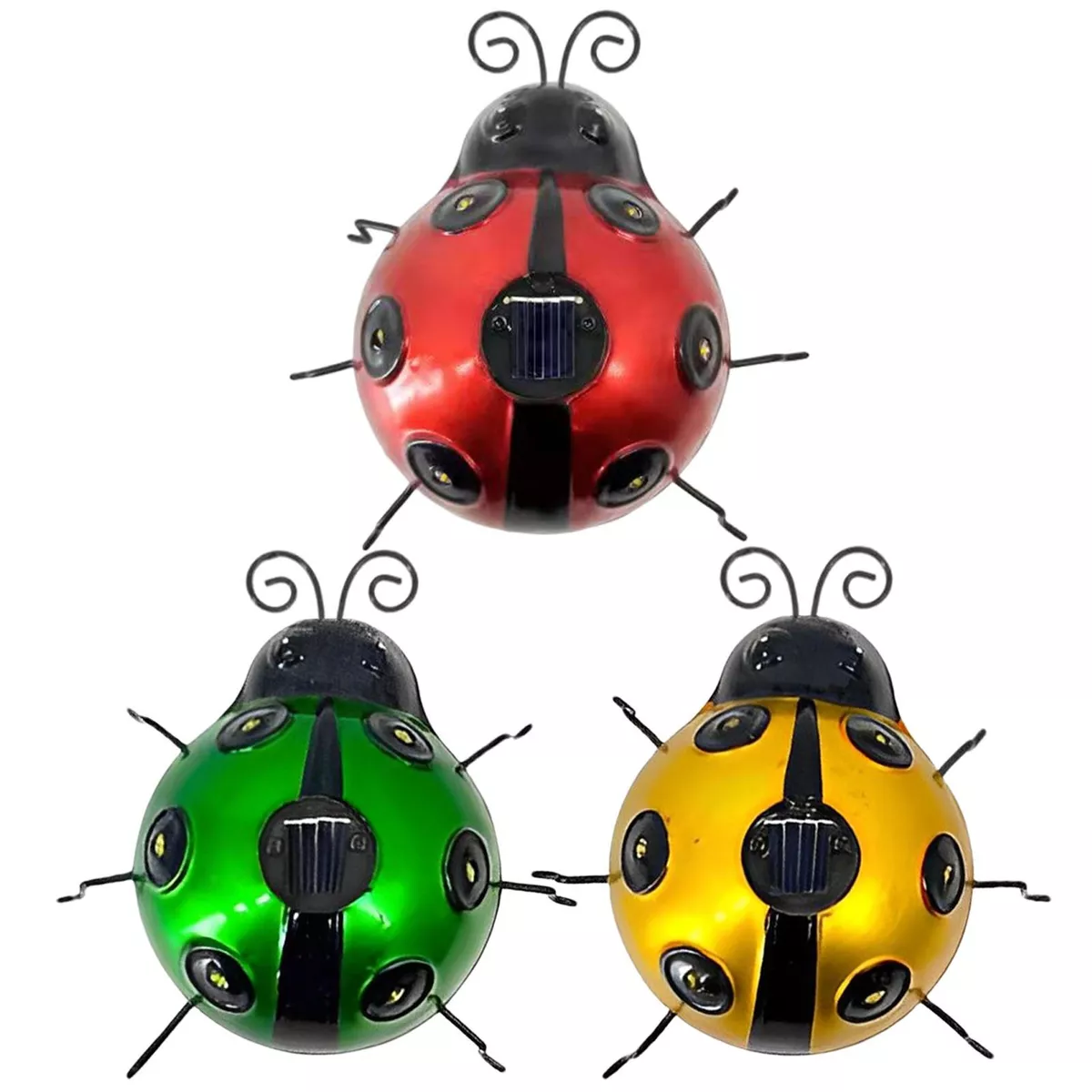Garden LED Solar Lantern Ladybug Wall Mounted Light Waterproof Patio Decor Light