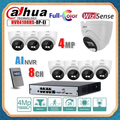 NEW alhua 8CH AI NVR 4MP Full Color Wizsense IP Camera POE Security System Lot